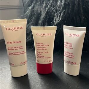 Clarins Skincare Set with Red and White Packaging